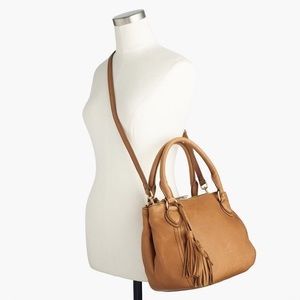 Jcrew brown leather tassel bag